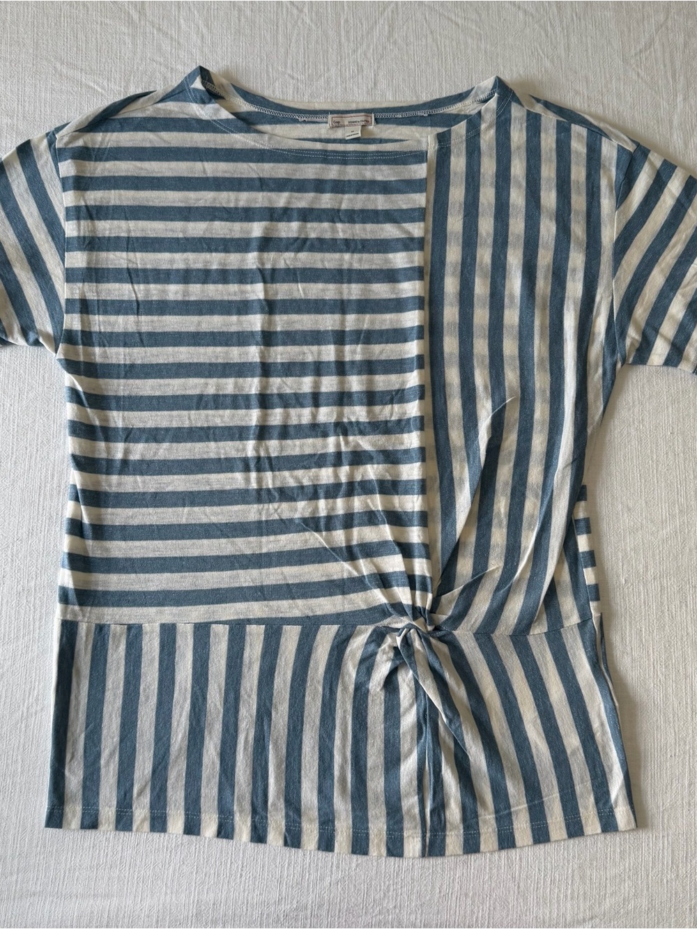 Gap Designed & Crafted Blue Striped Knot Front Top